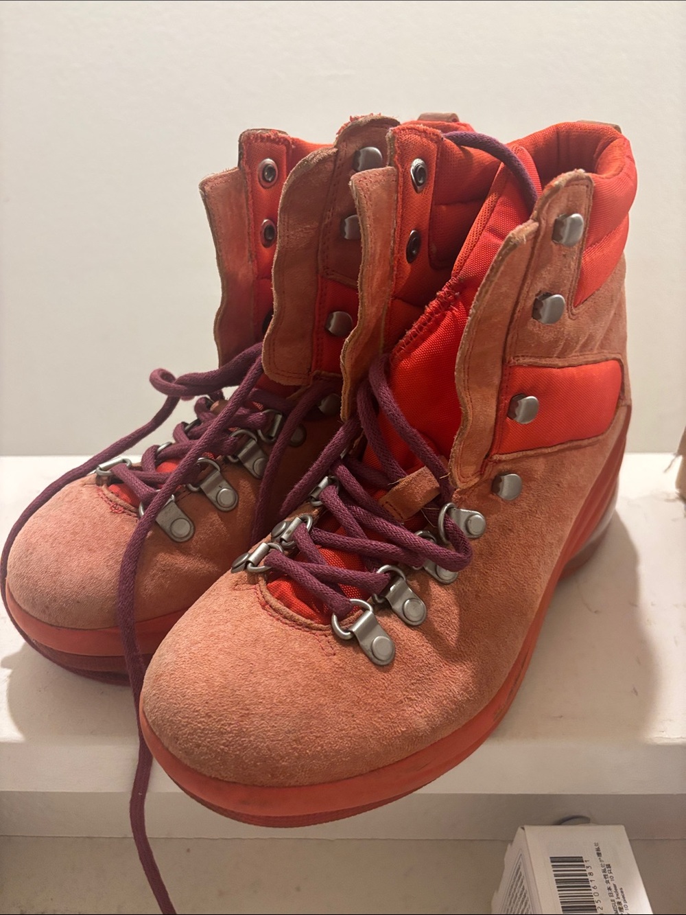 Vintage FORNARINA Orange Suede Hiking Platform Boots - Y2K Statement Booties